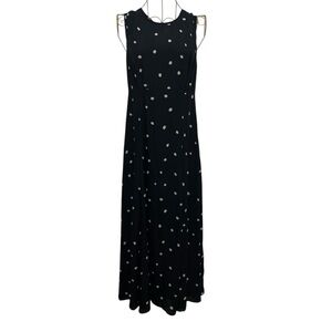 Valerie Dresses Silk Black Polka-Dot Sleeveless Midi Flowing A Line Dress Size 6